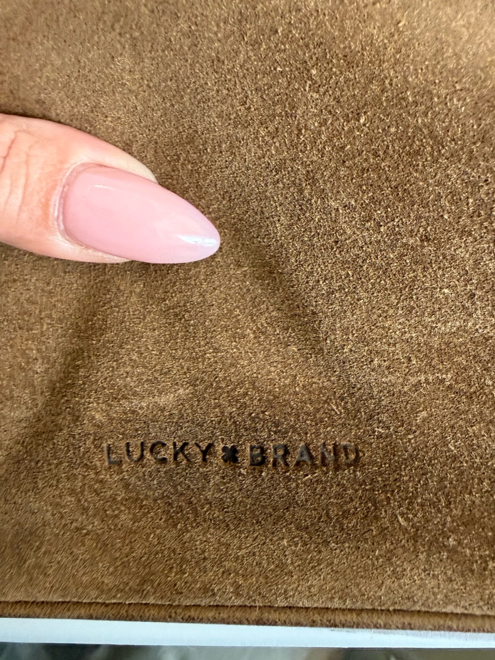Lucky Brand Large Brown Suede Shoulder Bag - Classic Women's Long Strap Tote - Picture 4 of 10